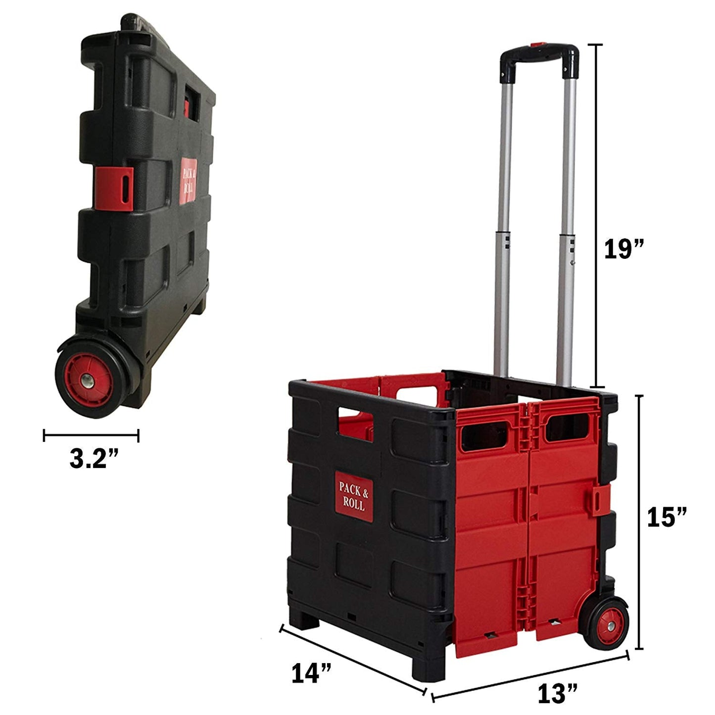 Rolling utility carts on wheels, folding and collapsible hand boxes, 55 lb capacity！Install it!