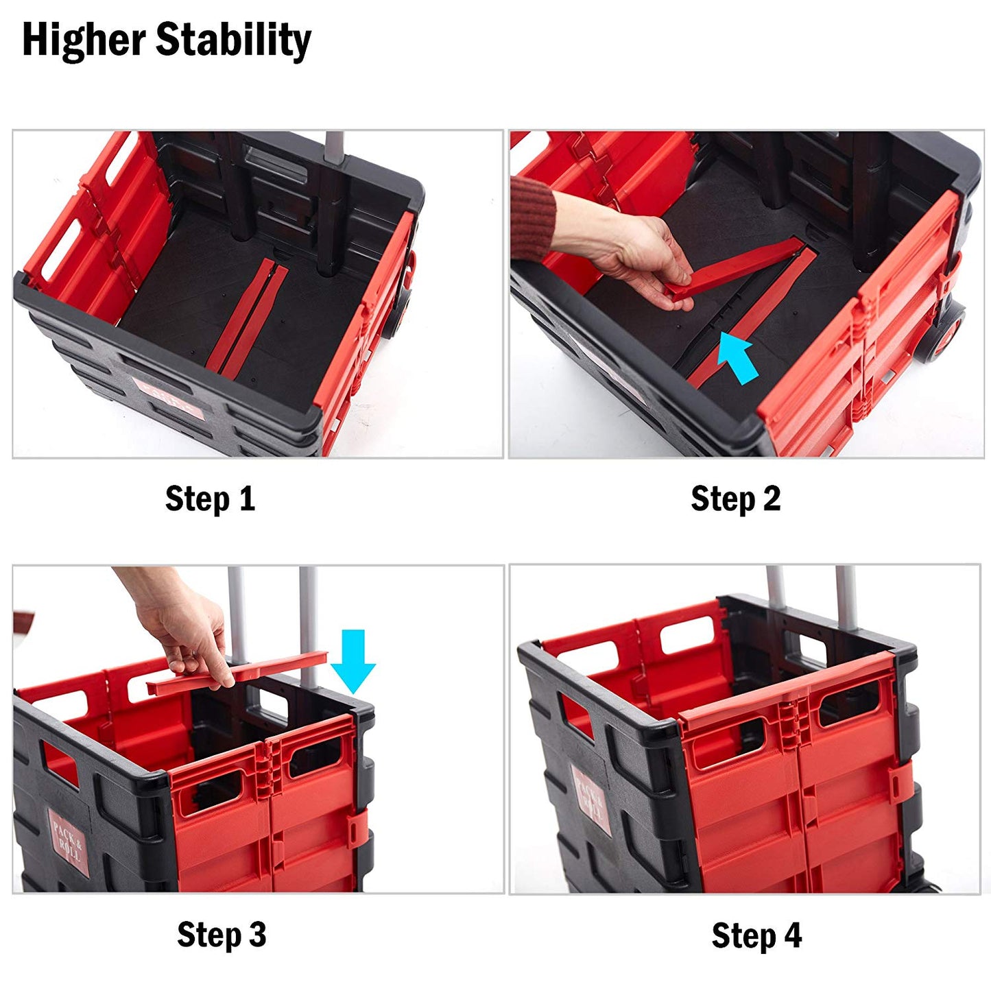 Rolling utility carts on wheels, folding and collapsible hand boxes, 55 lb capacity！Install it!