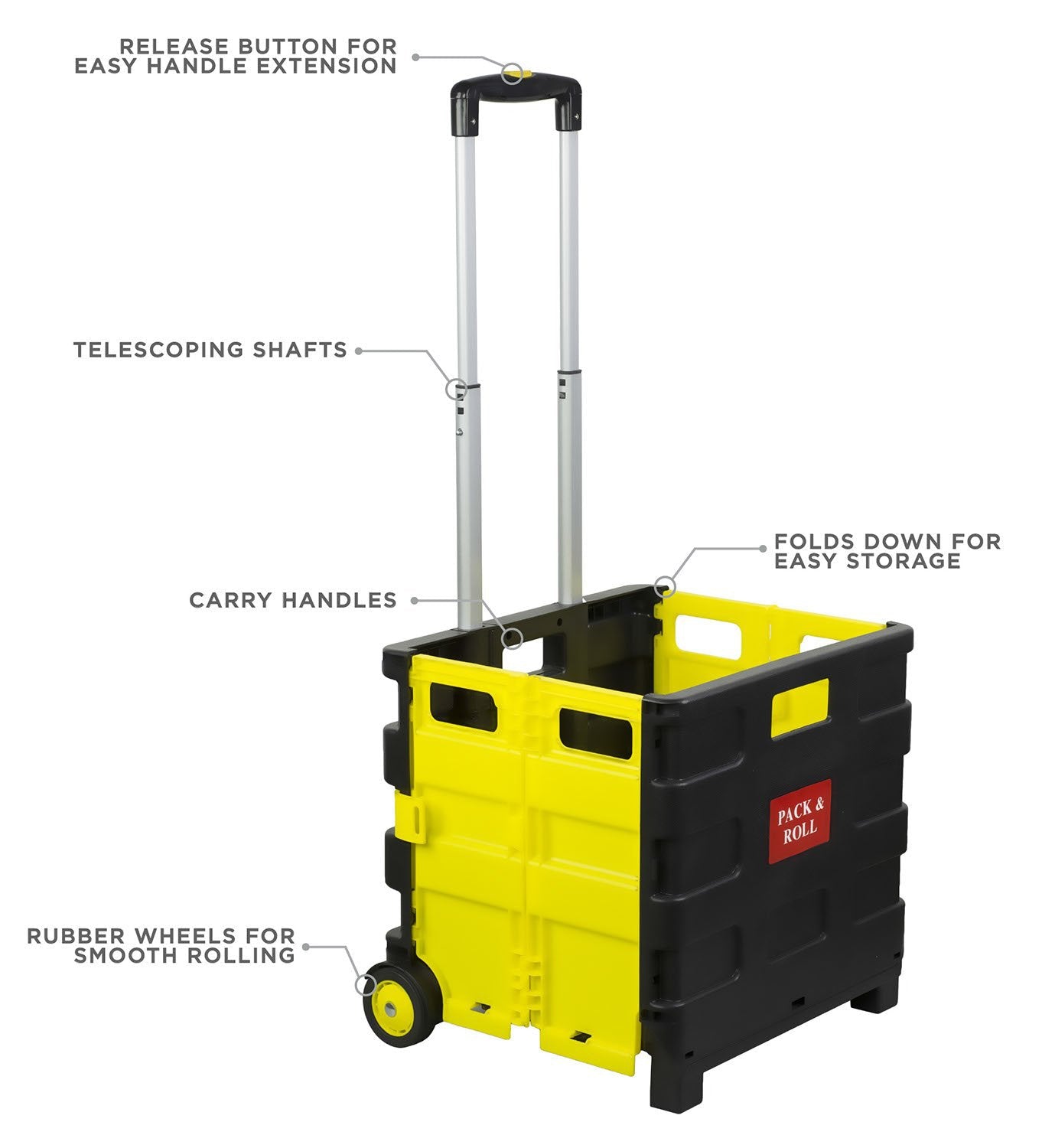 Rolling utility carts on wheels, folding and collapsible hand boxes, 55 lb capacity！Install it!